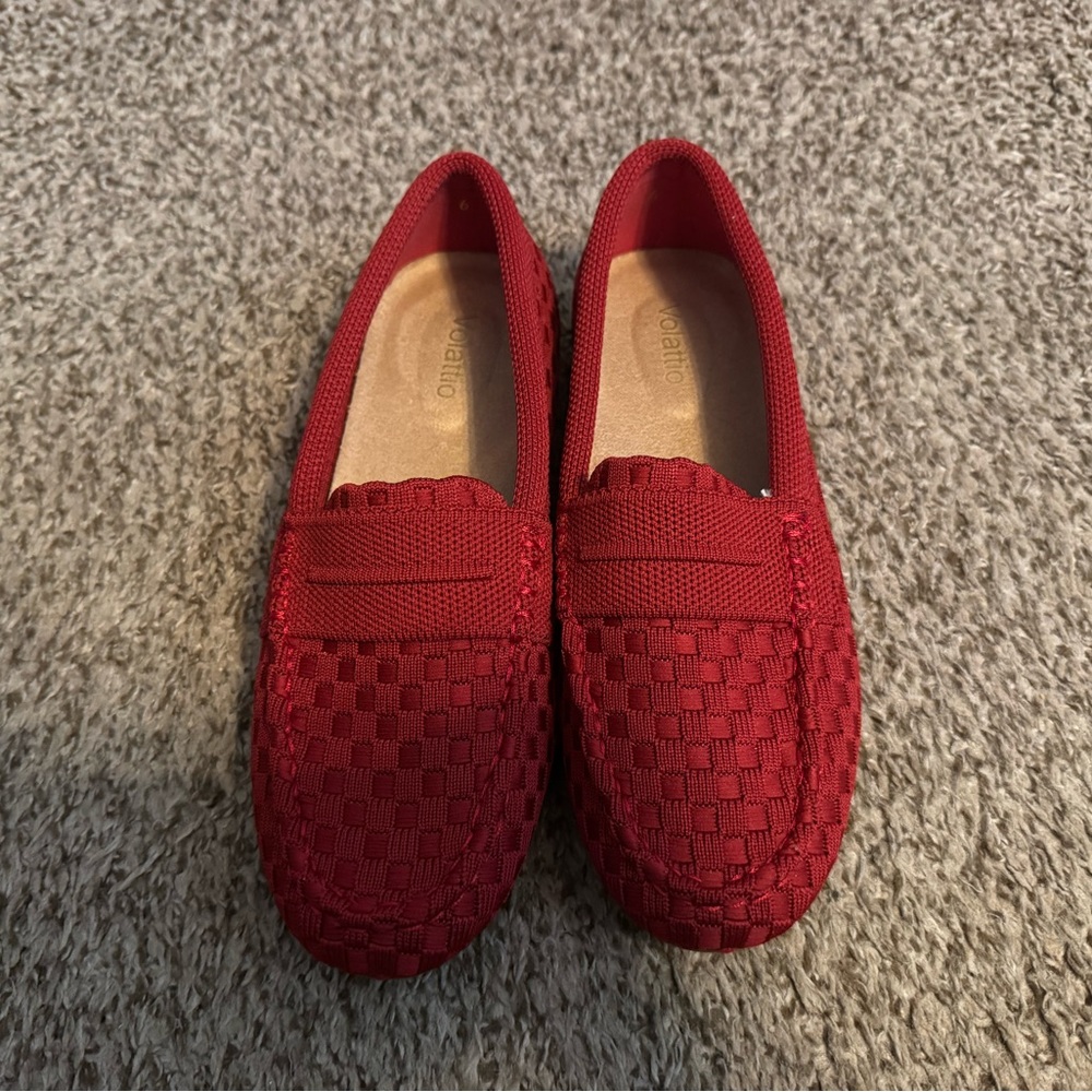 Red Woven Loafers